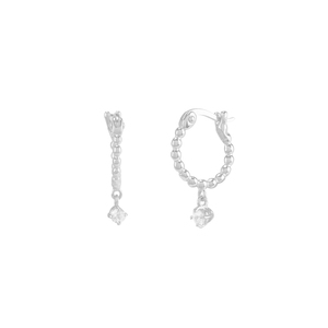 ROXI Pendientes de Aro Huggie con Cuentas de Circonita y Baño de Oro de 18k en Plata de Ley 925 - Product Image 2
