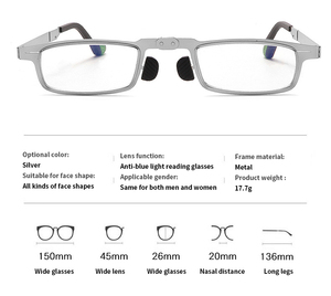 Venta al por mayor de fábrica de alta calidad de lectura portátil Anti luz azul <span class=keywords><strong>gafas</strong></span> de lectura <span class=keywords><strong>plegables</strong></span> con caja de Metal para hombres y mujeres - Product Image 5