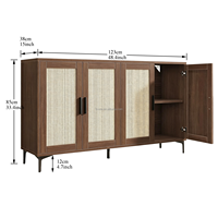 Buffet moderne avec rangement, meuble de bar à café en bois de 48 pouces avec portes et étagères, meuble de villa en bois noir