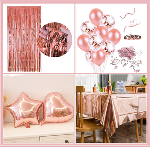 Ballons en aluminium Or Rose Joyeux Anniversaire, Sac <span class=keywords><strong>de</strong></span> confettis, Décorations <span class=keywords><strong>de</strong></span> gâteau, Rideau, Nappe, Ruban pour Fête d'Anniversaire Fille Femme - Product Image 2