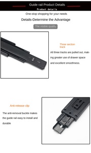 Correderas <span class=keywords><strong>de</strong></span> Cajón Modernas <span class=keywords><strong>de</strong></span> Cierre Suave y Silencioso <span class=keywords><strong>de</strong></span> 45 <span class=keywords><strong>cm</strong></span>, Montaje Inferior, con Rodamientos <span class=keywords><strong>de</strong></span> Bolas Sólidos para Muebles <span class=keywords><strong>de</strong></span> Cocina, Acero Laminado en Frío - Product Image 5