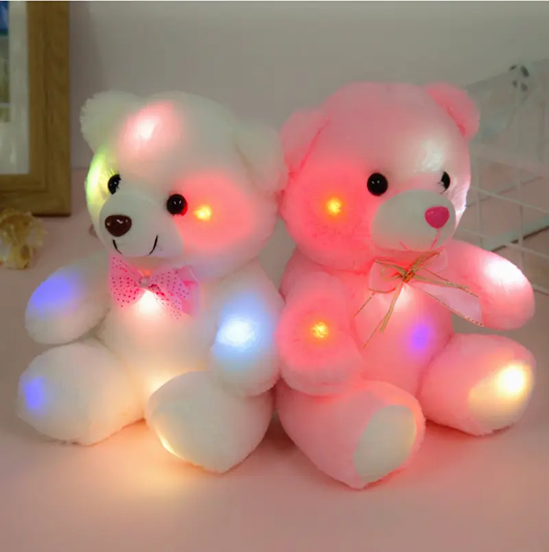 Vorrätig 22 cm weiches Nachtlicht Begleiterpuppe Teddybär Plüschtick Licht-Led-Teddybär