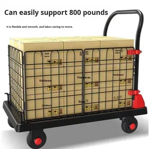 150Kg Draagbare Handkarren En <span class=keywords><strong>Trolley</strong></span> Met Frame Voor Logistieke Oplossingen Voor Industriële Materiaalverwerking Rolplatformkar - Product Image 2