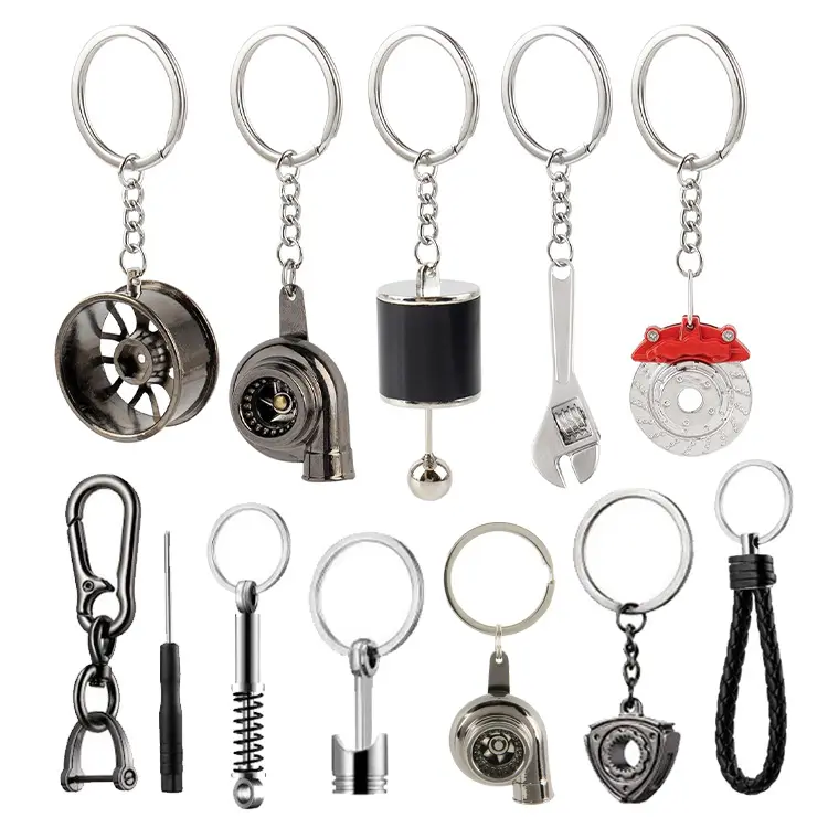 Custom Spinning Turbo Keychain Hot Sale Automotive Car Part Keychain Turbine Turbocharger Sleeve Bearing Keychain Keyring