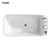 Baignoire autoportante rectangulaire en acrylique Adak WB-8035 avec drain, portable, écologique, garantie 5 ans, nettoyage facile, profonde