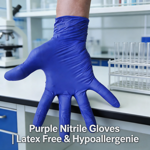 قفازات نيتريل أرجوانية للاستخدام مرة واحدة خالية من البودرة ومضادة للحساسية للاستخدام الطبي وطب الأسنان وصديقة للبشرة متعددة الاستخدامات - Product Image 2