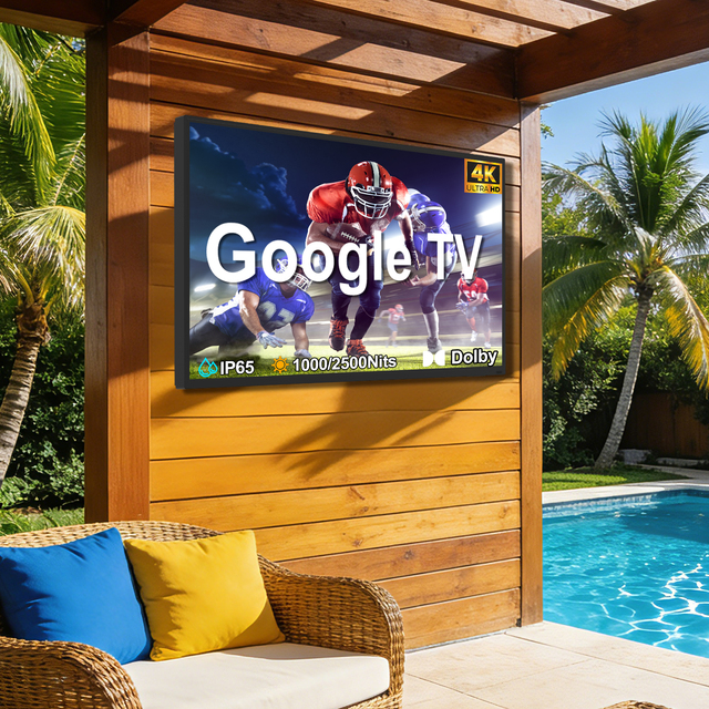 Google OS Smart Outdoor TV 65 Inch 4K LCD with 60Hz Refresh Rate and Enhanced Voice Control for Bathroom Use