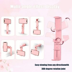 Universal 360 Rotate Foldable ABS Material Adjustable Height Travel Desk Phone <b>Holder</b> for Airplane Dashboard/Lazy Bed for - Product Image 3