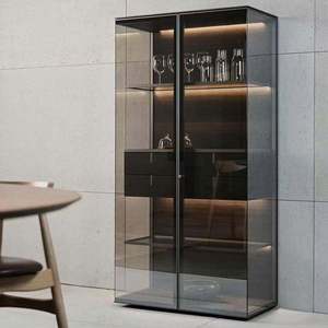 Tủ trưng bày bằng kính nhôm trong suốt có đèn, kiểu cánh máy bay, có ngăn kéo, dùng để lưu trữ đồ dùng gia đình - Product Image 1