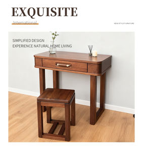 Meubles de maison en gros, <span class=keywords><strong>coiffeuse</strong></span> moderne en bois brun, ensemble de <span class=keywords><strong>coiffeuse</strong></span> avec miroir et 2 tiroirs - Product Image 4