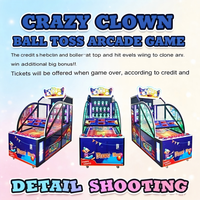 Machine de jeu de lancer de balles Crazy Clown à monnayeur avec distribution de tickets, structure métal-acrylique, jeu d'intérieur, en promotion, version anglaise