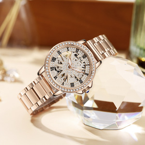Retro-style minimalist luxury skeletonized women's watch niche waterproof high-value steel strap watch - Product Image 1