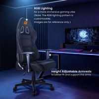 Chaise de bureau ergonomique pivotante à dossier haut, réglable en hauteur, pour jeux vidéo, avec éclairage RGB
