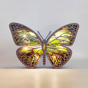 Mariposas de Madera Talladas para Pascua, Adornos de Mariposas de Madera Multicapa Huecas, Decoración Creativa para el Hogar - Product Image 2