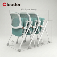 Chaise de bureau pliable Cleader moderne en maille avec tablette d'écriture extensible - Conception ergonomique pour usage commercial