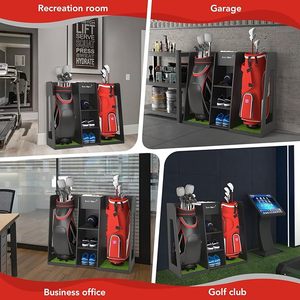 Organizador de bolsas de golf, soporte de almacenamiento, compatible con 2 bolsas de palos de golf extra grandes y múltiples accesorios para equipos de golf - Product Image 6