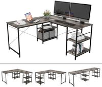 Bureau en forme de L avec panneaux réversibles, montage de panneau long ou court à droit ou gauche, table d'ordinateur de bureau