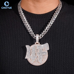 Custom Iced Out Moissanite Number <b>Pendant</b> <b>Solid</b> 925 Sterling Silver Rose <b>Gold</b> Plated VVS Baguette Moissanite Hip Hop Jewelry - Product Image 5
