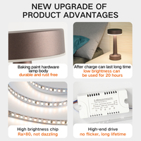 Lampe de bureau LED à piles avec commande tactile, cadre en fer portable, abat-jour PC, température de couleur réglable (2700-6500K), design moderne