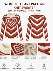 Pull tricoté à manches longues pour femme, col montant, dégradé de couleurs, anti-plis, anti-rétrécissement, color block, tendance, en promotion - Product Image 2