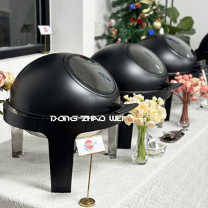 Buffet d'hôtel de luxe Buffet d'hôtel Chauffe-plat thermique en acier inoxydable Ensemble de chauffe-plats noirs 6L Round Roll Top Chauffe-plats - Product Image 4