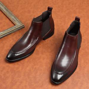 Bottines marron de haute qualité pour hommes, mocassins en cuir britannique lavé, style rétro, cousu Goodyear, lacets, brogues imperméables - Product Image 6