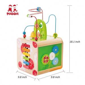 Jouet éducatif multifonction 6 en 1 pour bébé, cube d'activités en forme de labyrinthe de <span class=keywords><strong>perles</strong></span> en <span class=keywords><strong>bois</strong></span> pour enfants - Product Image 3