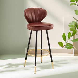 Chaise de <span class=keywords><strong>bar</strong></span> en métal de luxe style nordique, tabouret haut avec dossier pour la maison, chaise d'îlot moderne pour cuisine et restaurant - Product Image 3