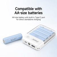 Pengisi Daya Darurat Ponsel Lampu LED Isi Ulang Baterai AA Lepas Pasang Mini Power Bank
