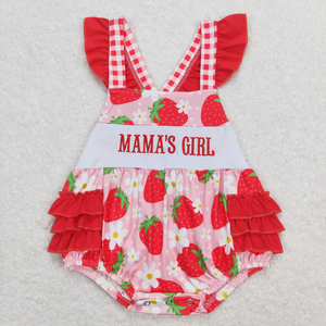 Conjuntos Casuales de Verano para Niñas, con Bordado de Fresa y la Frase 'Mama's Girl', Pantalones Cortos y Romper, Ropa a Juego para Hermanas - Product Image 3