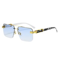 Lunettes de soleil unisexes tendance à monture carrée dégradée, branches ornées de diamants, motif floral, coupe audacieuse haut de gamme, protection UV400