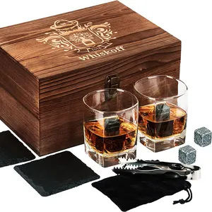 Forneed Hot selling whisky glass natural ice tart stone set anti-mouth whiskey glass marble ice cube ice