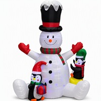 Décorations gonflables de Noël personnalisées en gros, ensemble de deux pingouins et bonhommes de neige de 1,75 mètre, ornements décoratifs d'extérieur