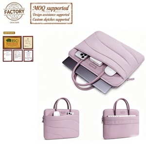 Bolso de Mano Delgado Acolchado de PU para Portátil, con Múltiples Bolsillos, Estuche de Almacenamiento para Computadora Portátil, para Trabajo, Escuela, Oficina, Estudiantes, OEM, ODM - Product Image 1