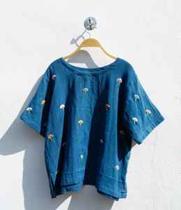 Blusa informal de ocio holgada de gran tamaño de manga larga a rayas lavable ecológica de algodón 100% para mujer - Product Image 1