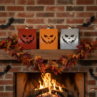Décoration d'Halloween : Porte-bougie en métal durable fait main, motif crâne et citrouille, pour intérieur, extérieur, maison, bar, fête, maison hantée