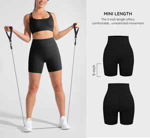 Vractive En gros Leggings courts de sport pour femmes, style cycliste, avec poches, taille élastique douce, respirants, pour la course - Product Image 2