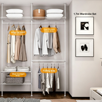 Porte-vêtements moderne en acier du sol au plafond avec portes en MDF pour dressing, rangement de salon et location d'appartement