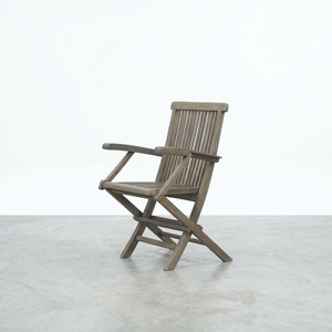 Outdoor Solid <b>Teak</b> Wood Folding Arm <b>Chair</b> Rustic Grey for Home and Restaurant <b>Dining</b> <b>Chair</b> - Product Image 3