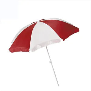 2022 رائج البيع كبيرة الحجم الشاطئ أحمر أبيض اللون مطابقة ظلة مستقيم قضيب مظلة