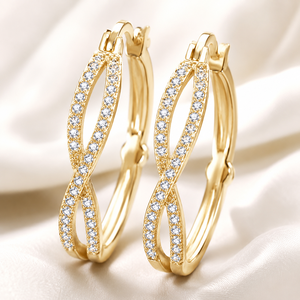 Orecchini a Cerchio Geometrici con Taglio Brillante e Incastonatura a Canale, Gioielli di Moda Quotidiana per Donne - Product Image 1