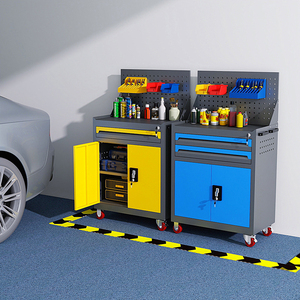 Mobile Steel <strong>Tool</strong> <strong>Trolley</strong> with Keyed Lock &amp; 2 Drawers | Metal Storage Cabinet on Wheels | Versatile Commercial Utility Cart - Product Image 6