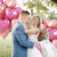 Ballons à hélium en forme de cœur de 18 pouces pour la Saint-Valentin avec cœur Ballons d'amour roses Ballons à cœur