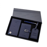 Coffret Cadeau d'Affaires Personnalisé : Étiquette de Bagage en Cuir, Pochette Passeport, Carnet et Stylo Métallique pour le Nouvel An Chinois et Événements Corporatifs