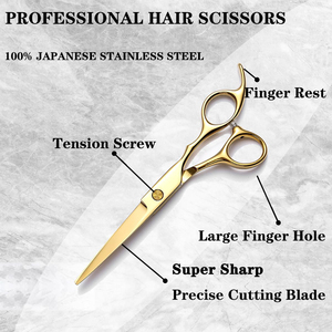 Hair <b>Scissors</b> 6.0 inch Golden Color Titanium Barber Cutting Thinning Hair Dressing Professional Hair Shears <b>Scissors</b> - Product Image 5