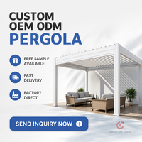 Pergola à lames orientables en aluminium MEXIN avec bande LED, capteur de pluie et télécommande pour terrasse, patio, jardin, hôtel