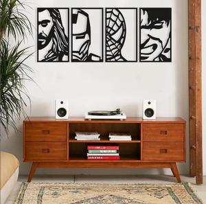 Avengers Face ritratti Set Geometric Framed supereroi Wall Decor Spiderman <span class=keywords><strong>Thor</strong></span> Hulk Ironman Wall Hanging Wall Arts - Product Image 3