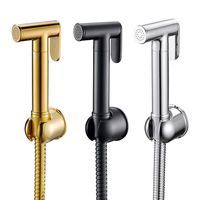 GEE-N Robinet de bidet Shattaf en laiton, ensemble de douche sanitaire mural, pulvérisateur de bidet pour toilettes, finition or brossé et noir