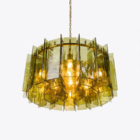 Lustre contemporain italien en fer et verre avec LED à intensité variable, idéal pour la maison et les mariages