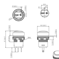 TOOWEI saklar 3Pin 16mm Panel Mount sesaat On Off 220v 24v 12v tombol tekan Switch